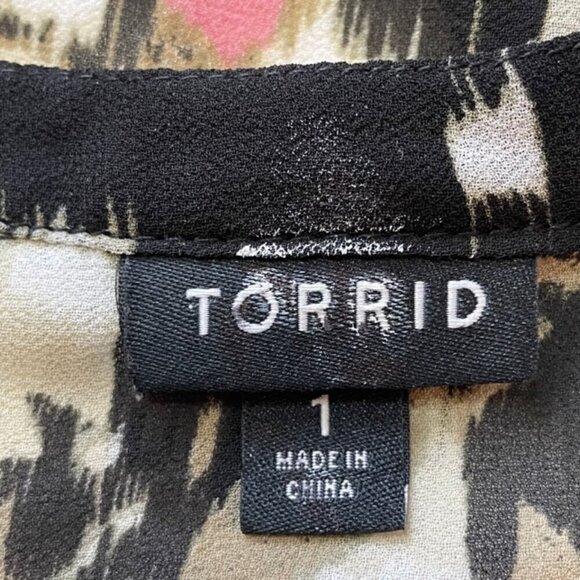 TORRID Lexie Ikat Floral Chiffon High-Low Babydoll Tunic Blouse - Size 1X - Picture 7 of 10